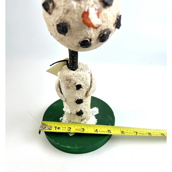Vintage Paper Mache Handmade Snowman With Springy Neck Bobble Head - Picture 7 of 10